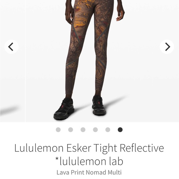 RARE LULULEMON LAB Esker tights size 10, reflective strips, Lava print, Luxtreme - Picture 2 of 10